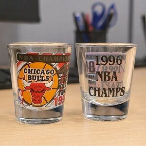 Vintage Chicago Bulls 1996 NBA Champions Shot Glass Set Michael Jordan Era